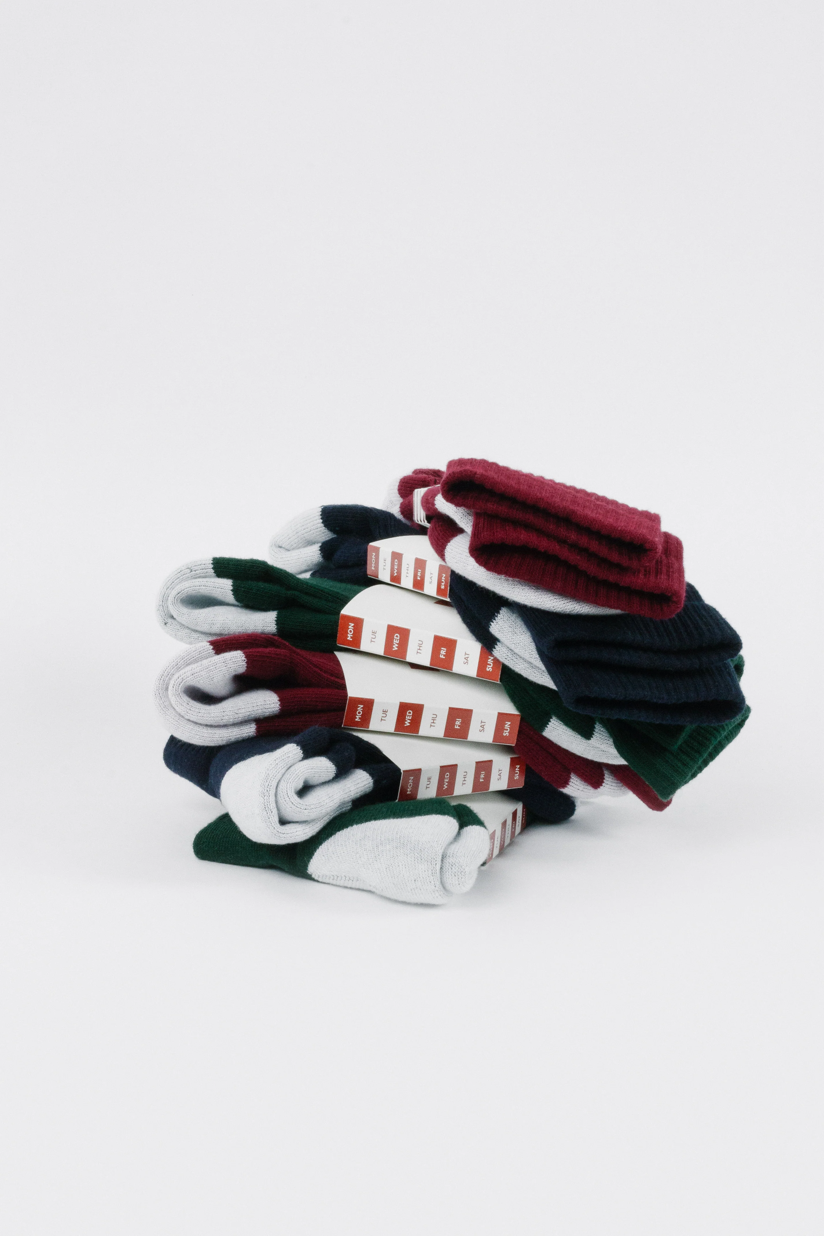 Cotton Athletic Crew - Maroon Stripe - Image 3