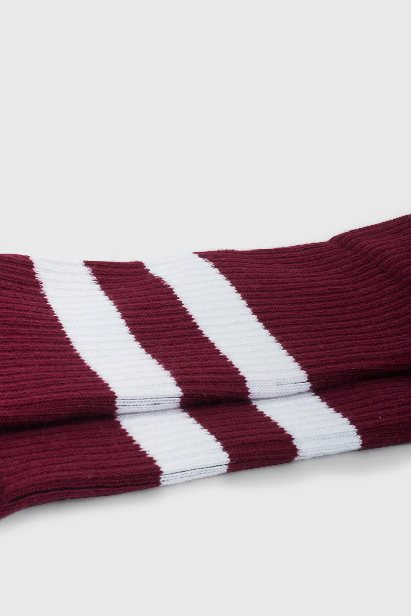 Cotton Athletic Crew - Maroon Stripe - Image 4